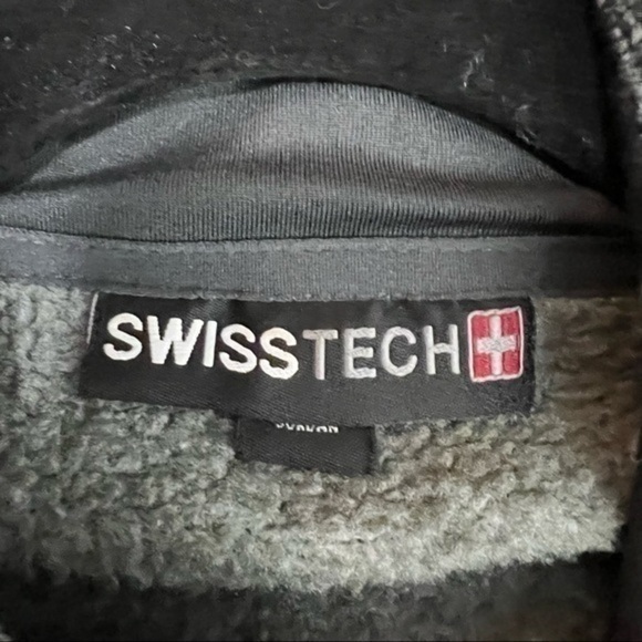 Swisstech Mens Fleece Jacket Gray Space Dye Zipper Pockets Mock Neck L - Picture 7 of 9